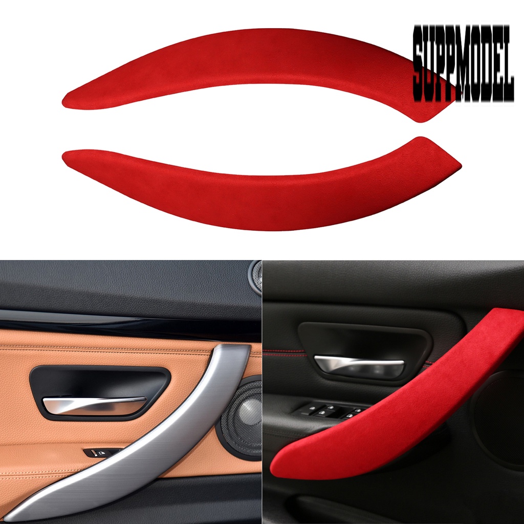 Suppmodelx 2Pcs Stiker Trim Panel Pintu Mobil Bahan Kulit Suede Untuk 3 / 4 / 3GT / 2013-2019