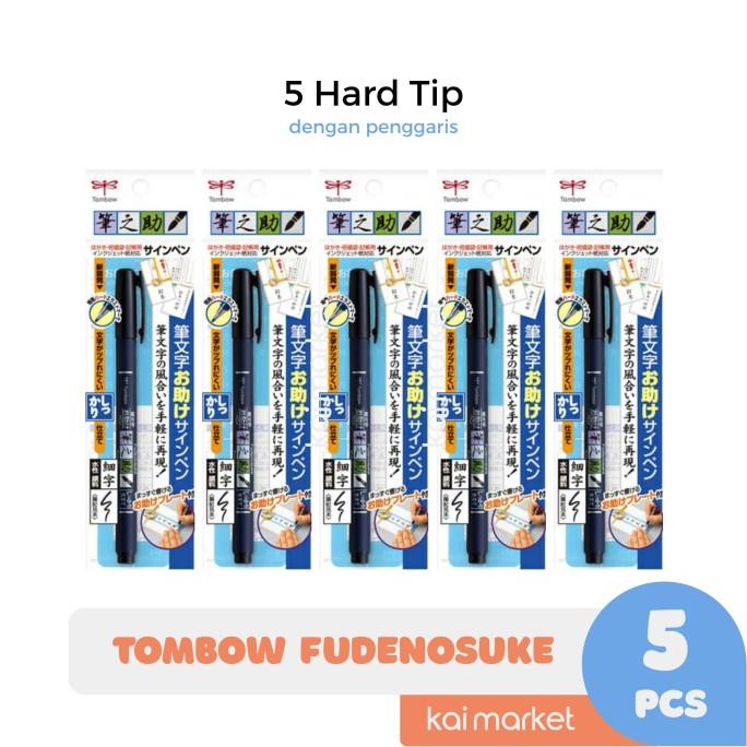 

(BISA COD) Tombow Fudenosuke Brush Pen Hard Tip Black [MultiPack] isi 5 pcs HEMAT Kode 298