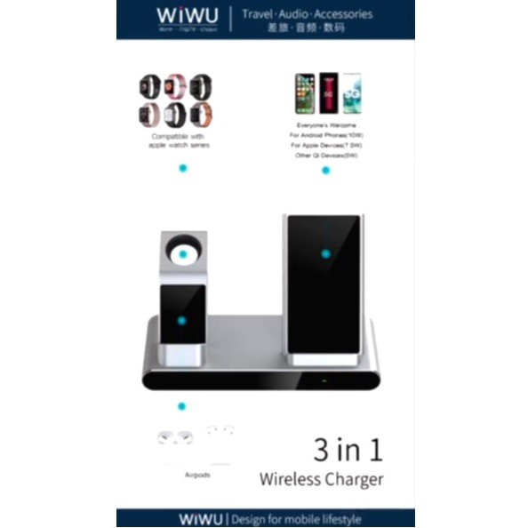 WIWU MF500 POWER AIR - 3 in 1 Smart Wireless Charger (18W MAX)