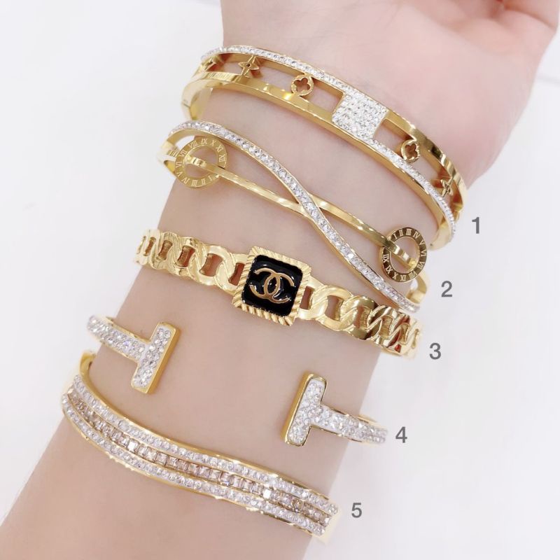 Gelang Titanium asli Gold bahan tebal Premium Anti Karat Anti Alergi Bracelet Stainless Steel Ori bahan tebal 0036