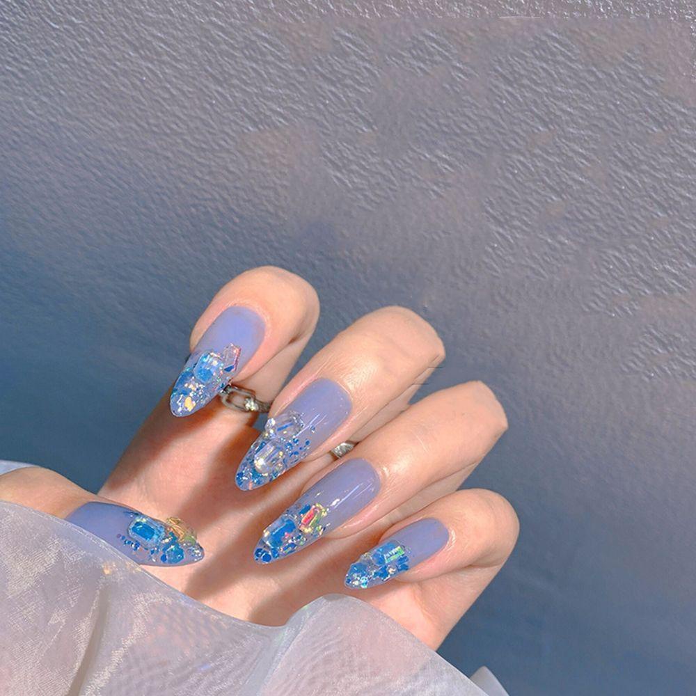 AUGUSTINA Augustina Nail Art Berlian Imitasi Warna-Warni Aurora Permen Mengkilap Perhiasan Nail Art DIY