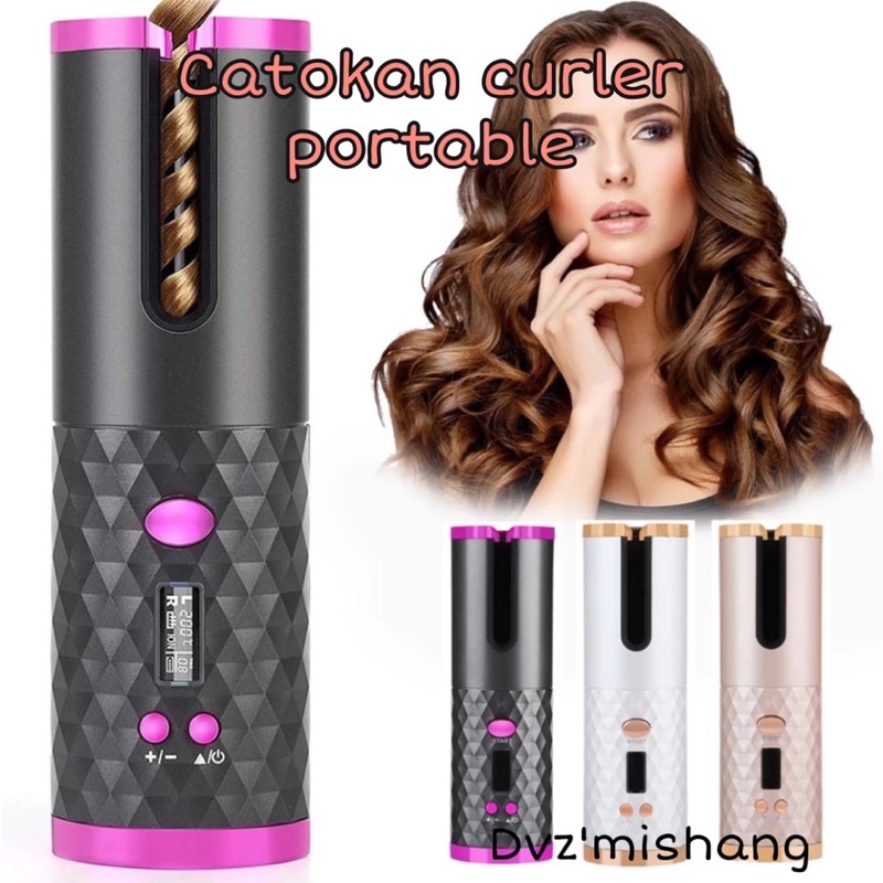 catokan curly otomatis tanpa kabel alat pengeriting rambut portable
