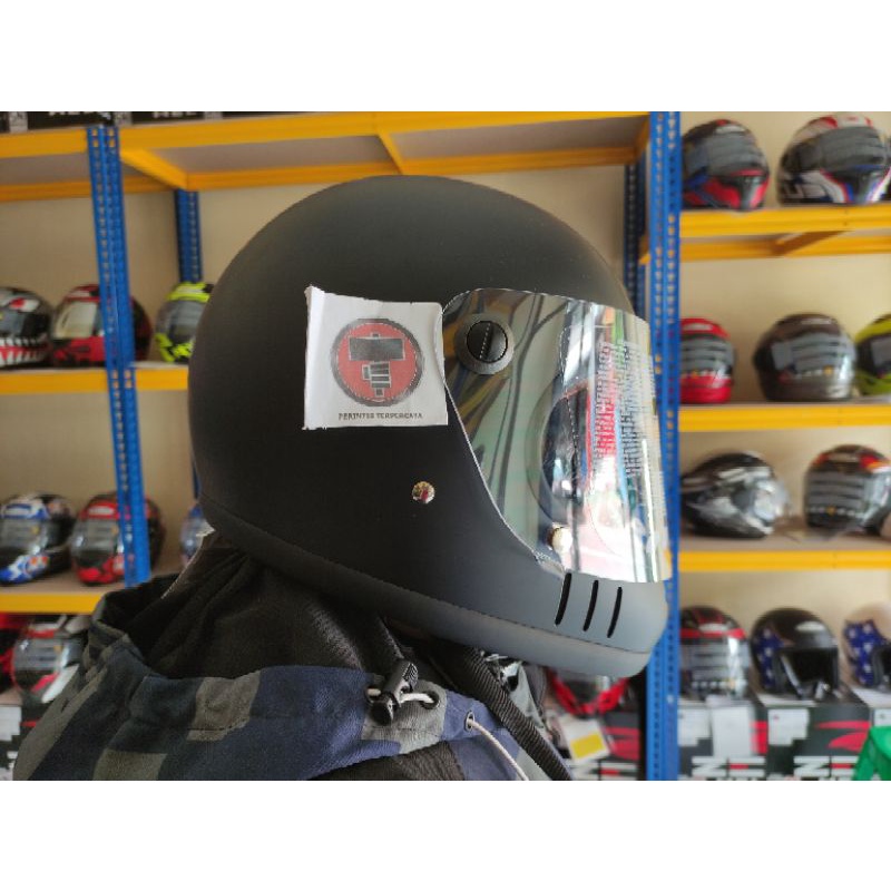 Zeus zs816E Zs 816 Helm Full Face Vintage Black Doff Cakil