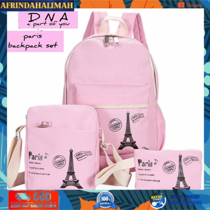 

{TERBARU} Tas Sekolah Anak Perempuan Paris Set 4in1