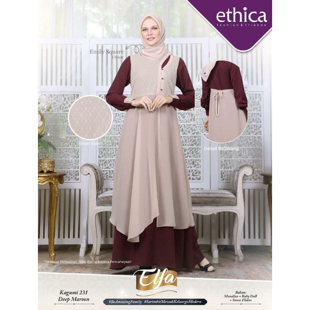 KAGUMI 231 DEEP MAROON // GAMIS ETHICA TERBARU / ELFA 226 DEEP MAROON