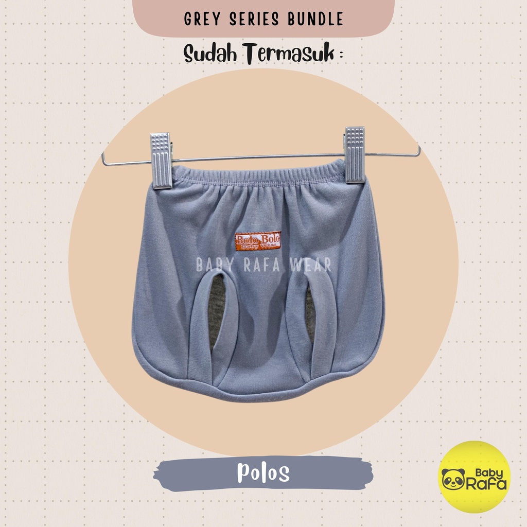 Serian Abu - 3 pcs Celana Pop Bayi Baru Lahir 0 - 3 Bulan Grey Series merk SNI Bolo - Bolo