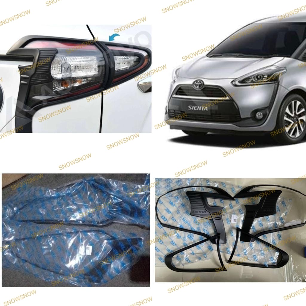 Paket Garnish Lampu Depan Belakang Toyota Sienta Hitam Chrome