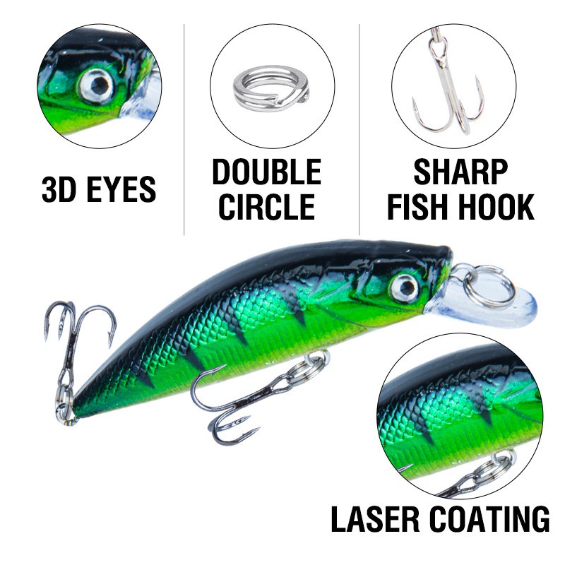 5.9cm/7g Fishing Lures 3D Eyes  Artificial Hard Bait Bass Fishing  Minnow Fishing Bait