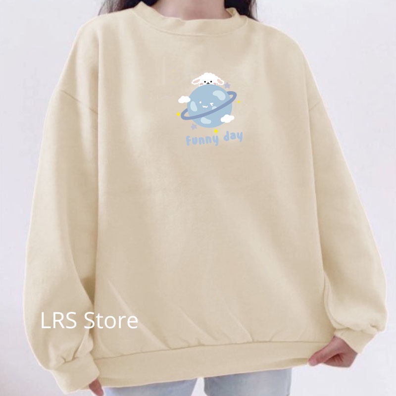 Sweater Hoodie Wanita Korea Aesthetic Kekinian Jumbo Funny Day L XL XXL Switer Pria Wanita Suiter Co