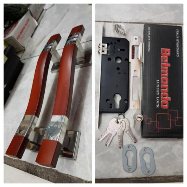 Paket handle pintu stainless 35cm 1set + body pelor PROMO