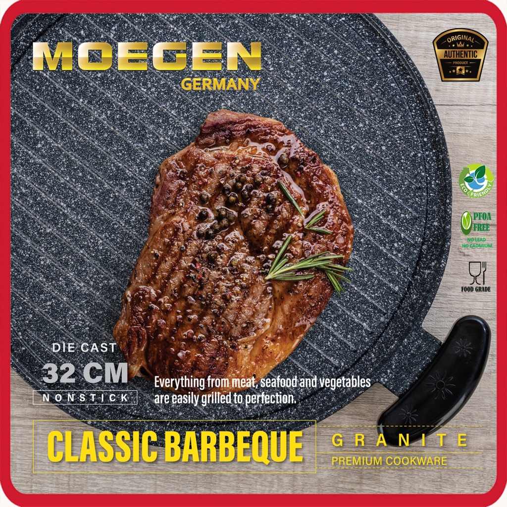 ORIGINAL MOEGEN Germany classic barbeque roaster grill pan 32cm granite series