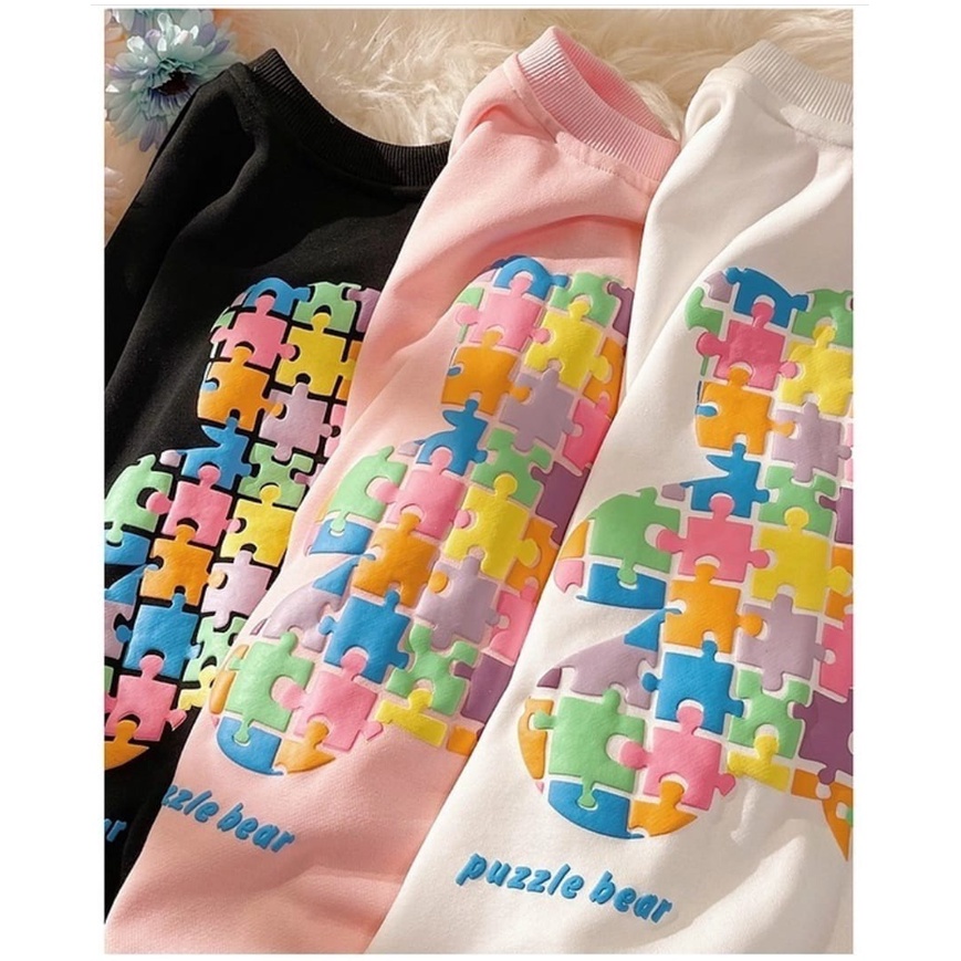 PUZZLE BEAR SWEATER OVERSIZE CREWNECK TERBARU