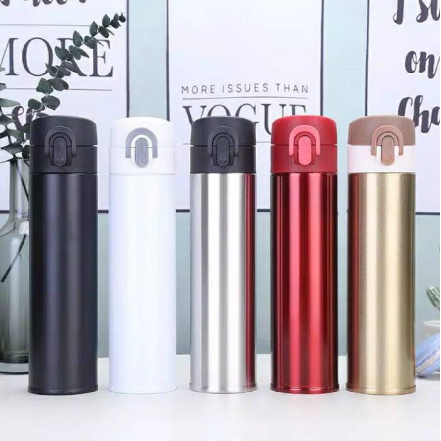 Termos kancing botol thermos air tahan panas dingin termos slim polos 400 ML