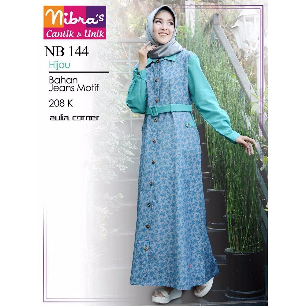 TERBARU MURAH Model Baju Gamis Nibras NB 144 Hijau ORIGINAL Model Gamis Modern