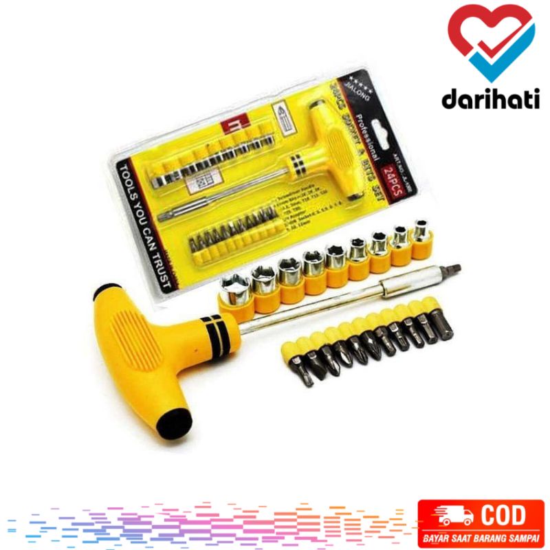 Kunci T - Obeng T - Kunci Sock T - Obeng Set Berbagai Ukuran