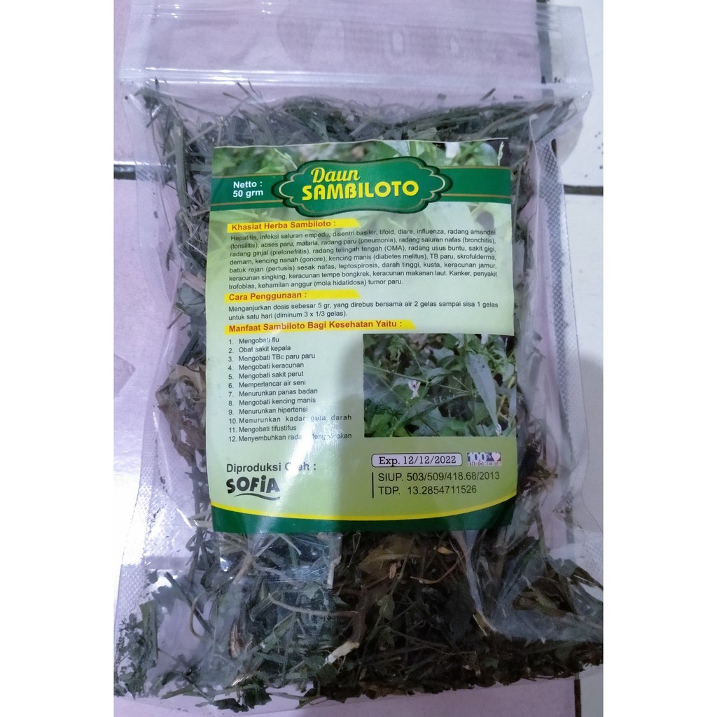 

Daun sambiloto kemasan sofia 50 gram