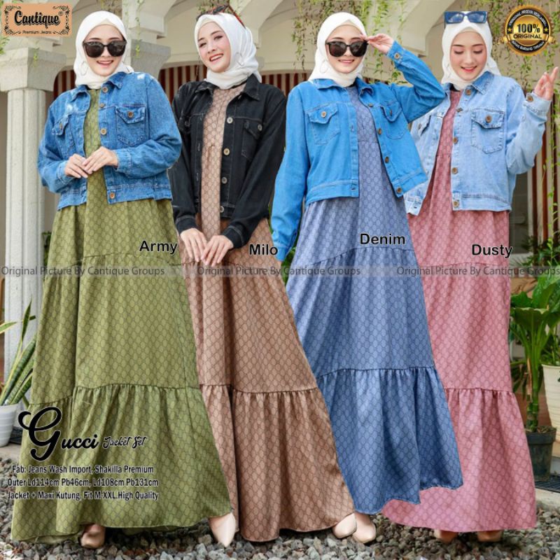 Gucci Jaket Set Dress Longdress Kutung Jaket Set Kekinian Viral Gaul