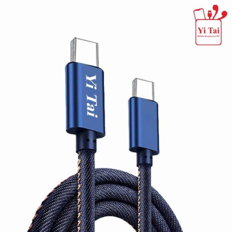 KABEL DATA YI TAI-KABEL DATA DENIM TYPE C TO TYPE C DATA CABLE TYPE C YI TAI-BENUA DUNIA