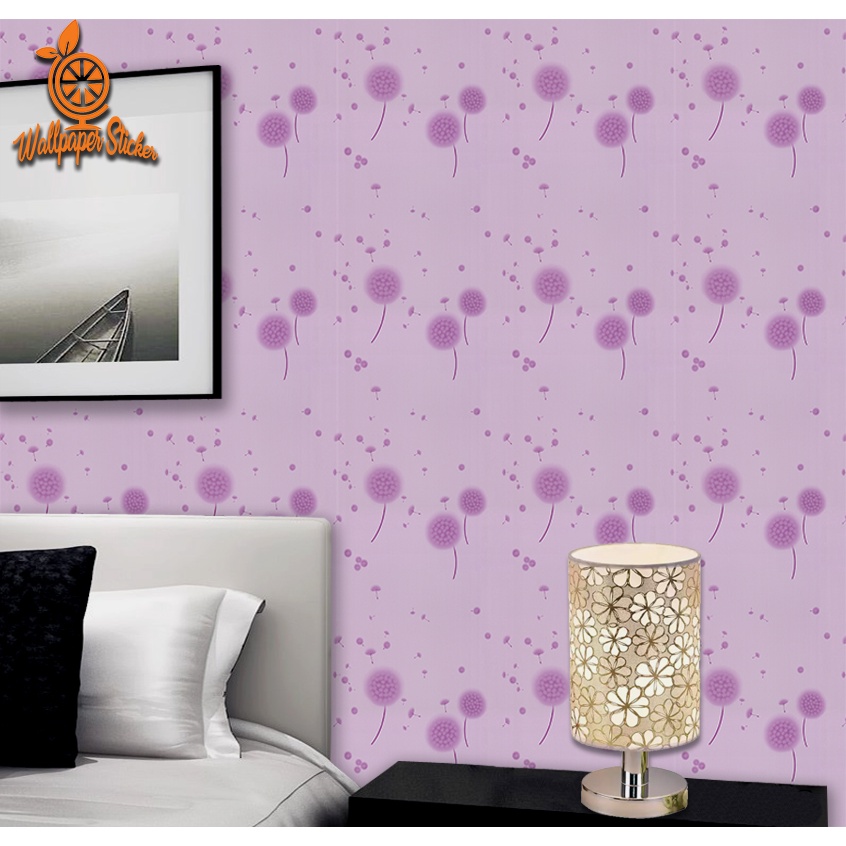 Wallpaper Dinding Wallpaper Aestetic Wallpaper Dandelion Stiker dinding 45cm x 9m premium GH010 dandelion ungu - Unikdekorasi