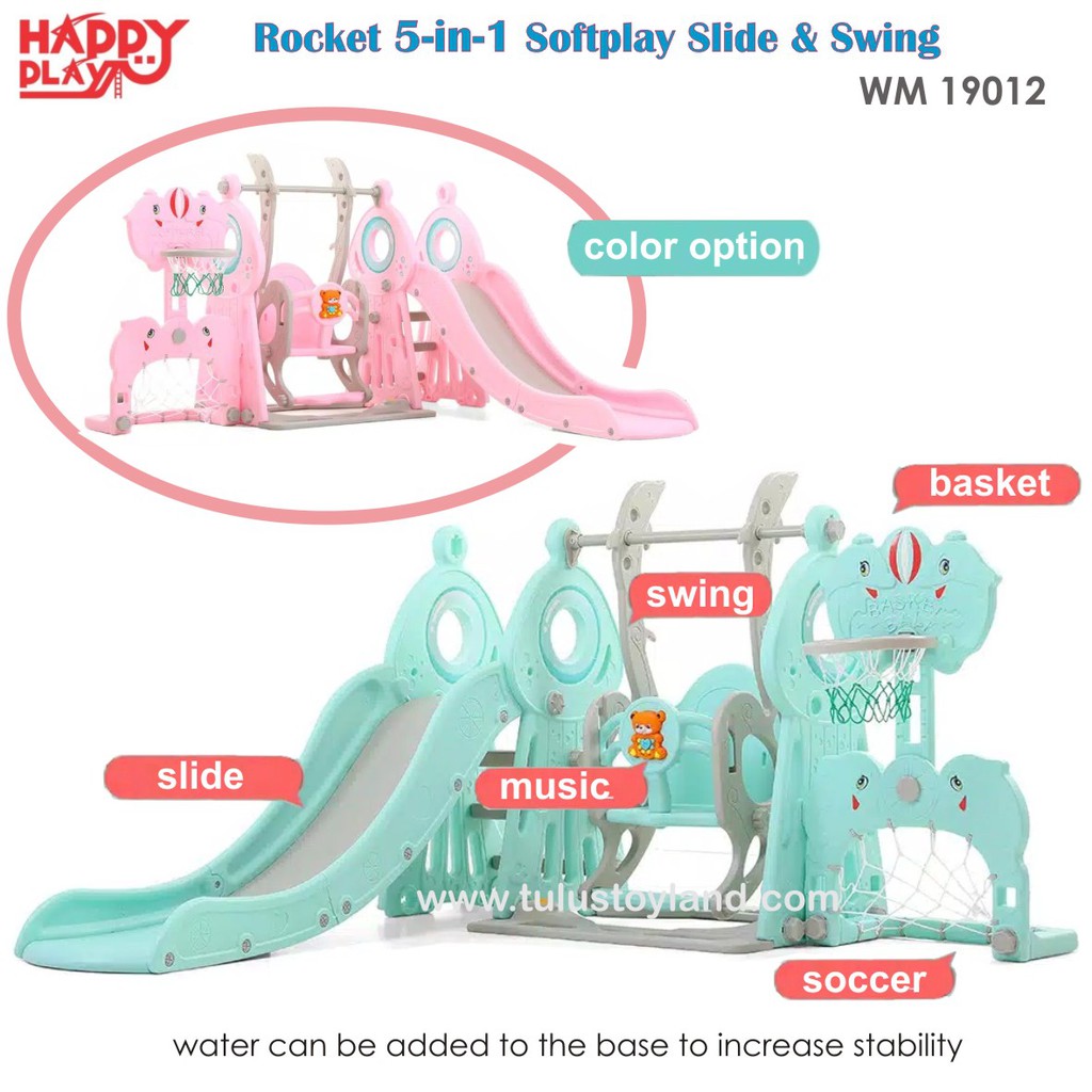 Perosotan Ayunan 5 in 1 Happy Play Rocket 5in1 Softplay Slide Swing Anak WM 19012 Soft Play WM19012