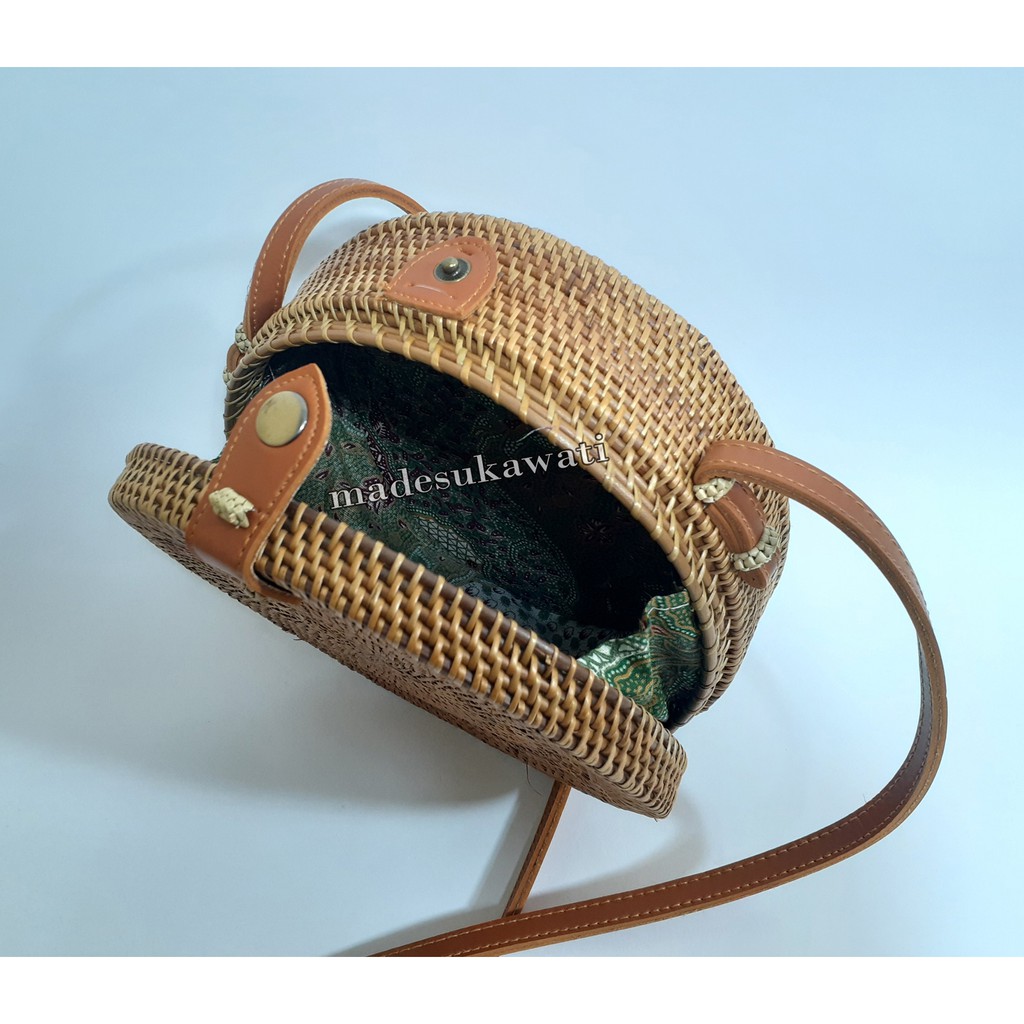 Tas klasik rotan ate rattan selempang bali 20cm