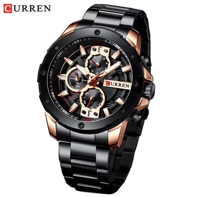 CURREN 8336 Jam Tangan Pria Analog Stainless Steel Chronograph Aktif WATCHKITE WKOS