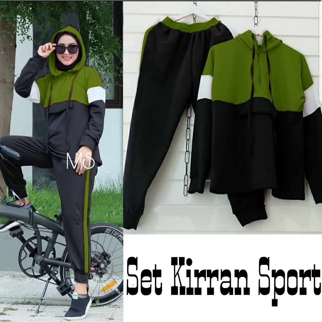 3 UKURAN L XL XXL SET KIRRAN SPORT HOODIE FASHION PAKAIAN WANITA SETELAN ATASAN DAN CELANA BABYTERRY MS ADA VIDEO REAL PICT