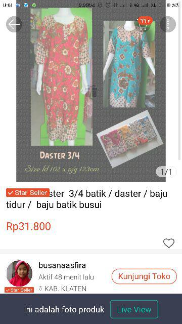 Daster Batik Solo , Daster Jumbo  / Daster Lengan Pendek Busui / Baju Tidur