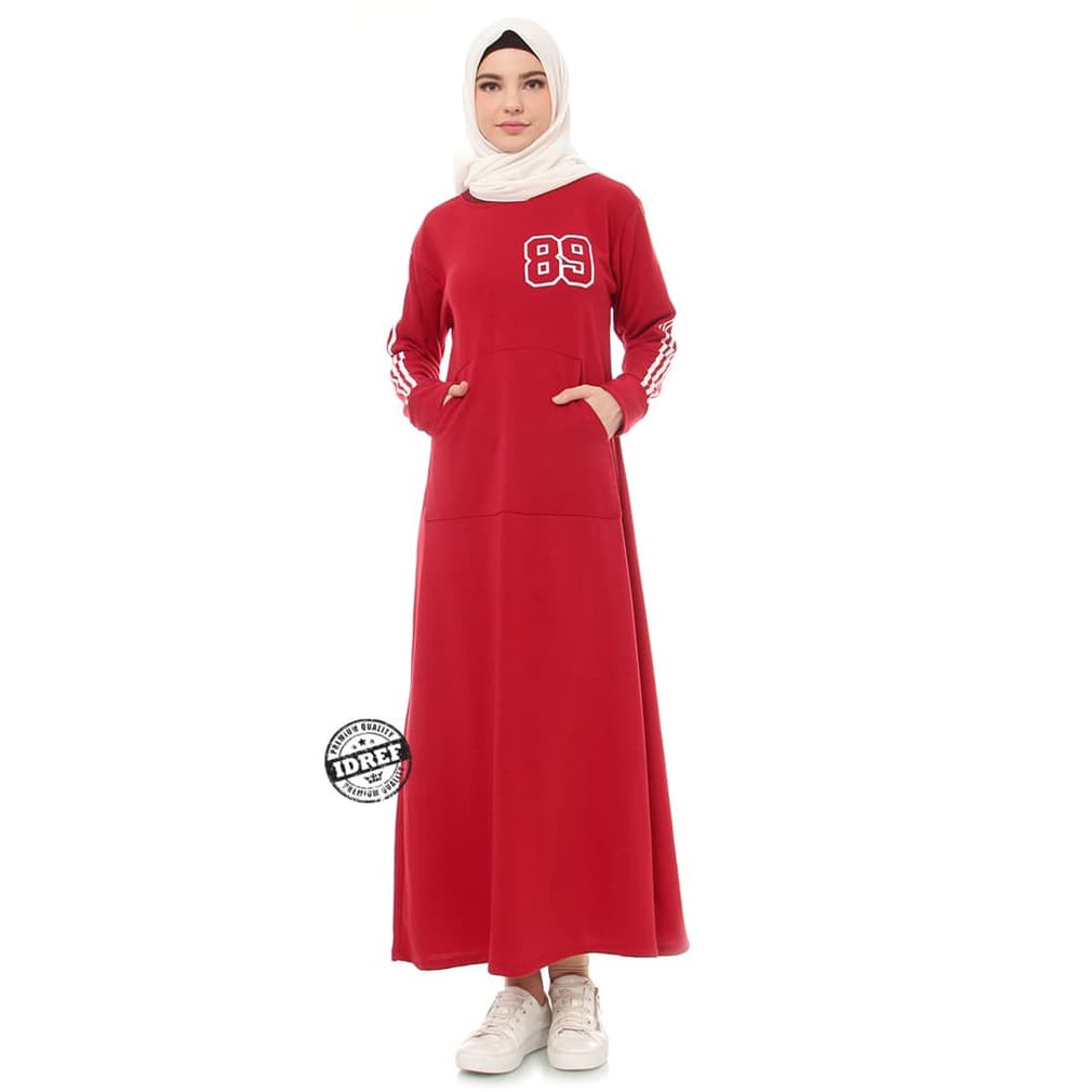 Baju Muslim Gamis Aimee DressPanjang Hijab Casual Pakaian Wanita Hijab - Merah