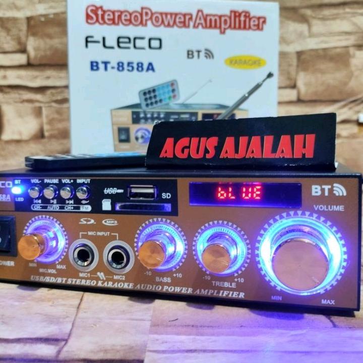 (MURAH) ✅COD POWER AMPLIFIER WIRELESS KARAOKE FLECO BT-858A / AMPLIFIER BLUETOOTH / AMPLIFIER KARAOK