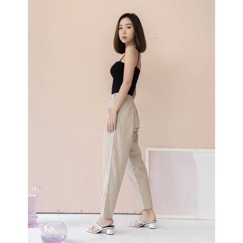 SIVALI Celana Linen Highwaist Bahan Rami Linen Cullotes Baggy Pants 2226