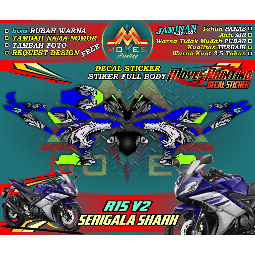 Stiker Decal R15 V2 Yamaha - Decal Stiker R15 V2 Stiker Full Body - Decal Motor R15 V2