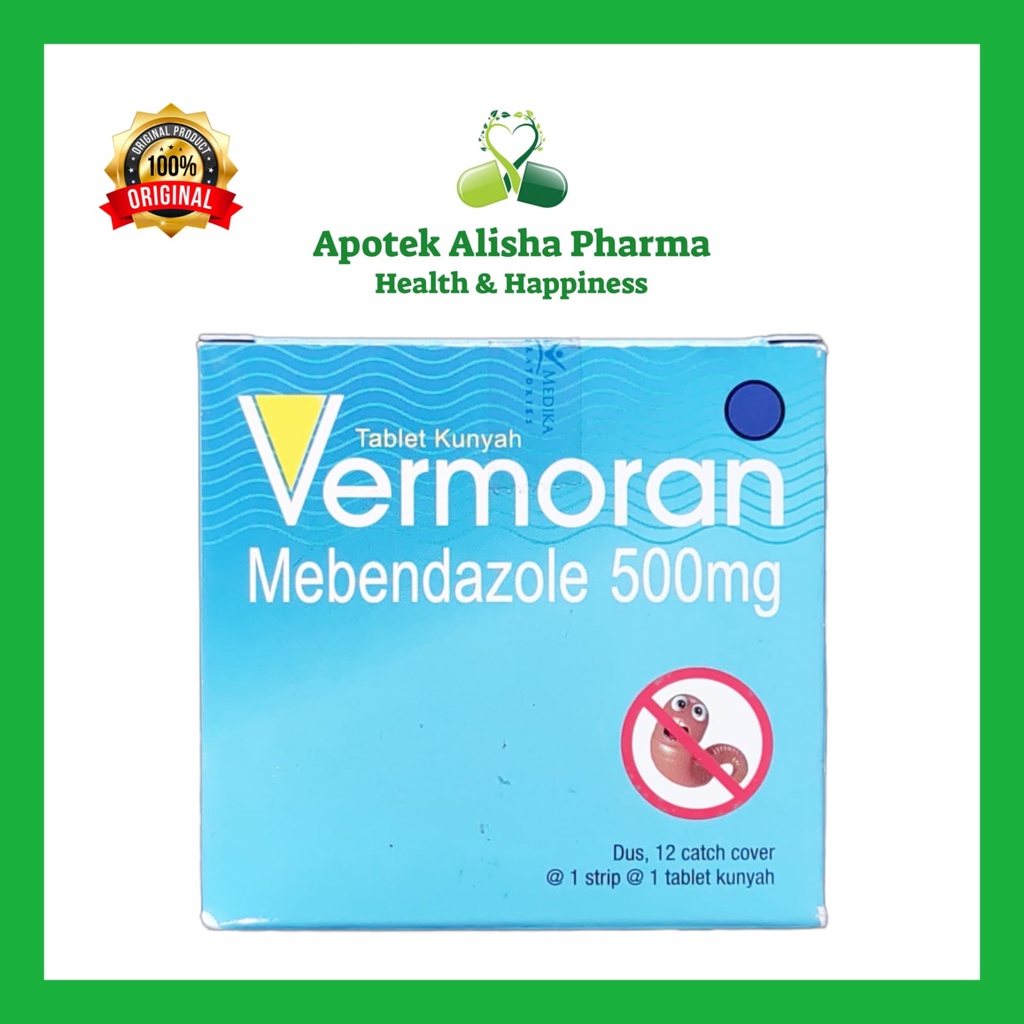 VERMORAN Strip 1 Tablet - Obat Cacing Mebendazole / Fermoran Tablet / Permoran Tablet