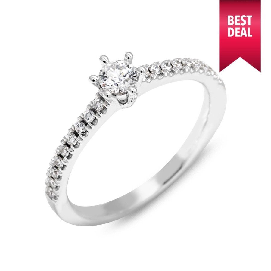 Cincin Berlian One Set GIA 0.18 D VVS2 18K