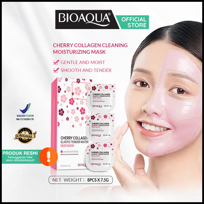 BIOAQUA Cherry Collagen Elastic Tender Water Mud Mask 7.5g×8pcs