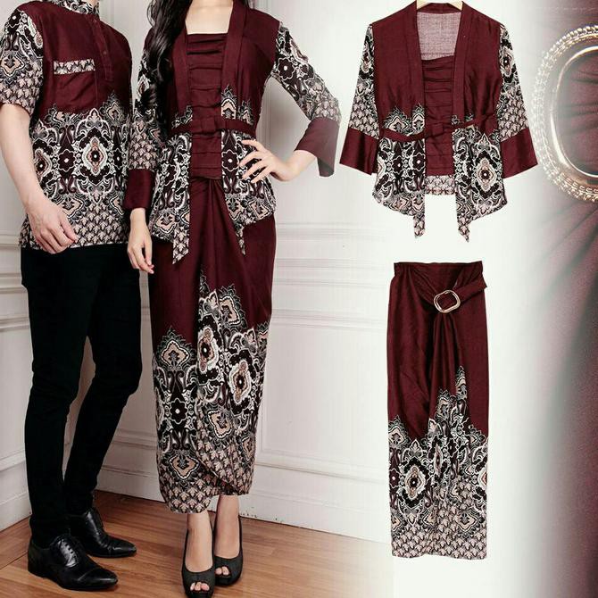 Batik Couple  Baju  Kondangan Maulana Warna Blue Allsize 