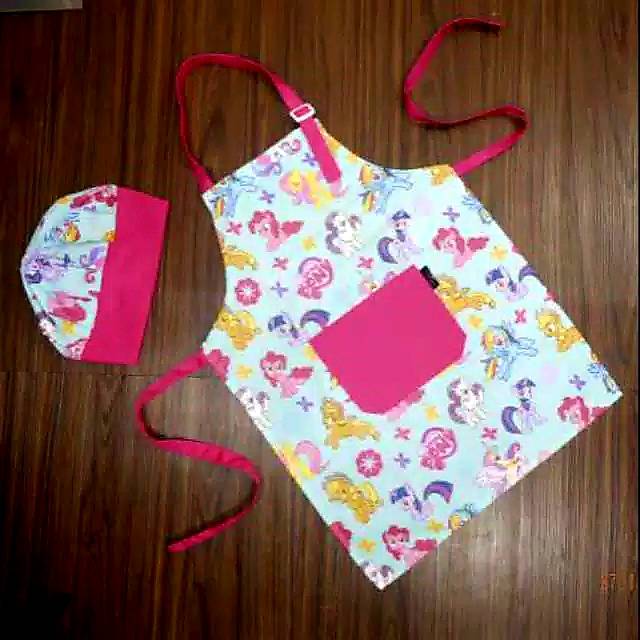 Celemek anak apron anak  &amp; topi koki motip karakter