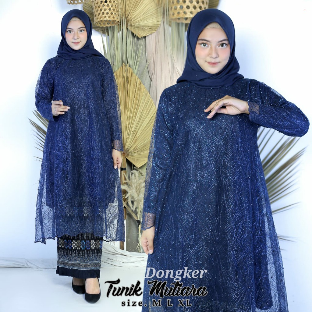 PROMO SET TUNIK TULLE MUTIARA BORDIR / SET TUNIK TULLE MUTIARA BORDIR