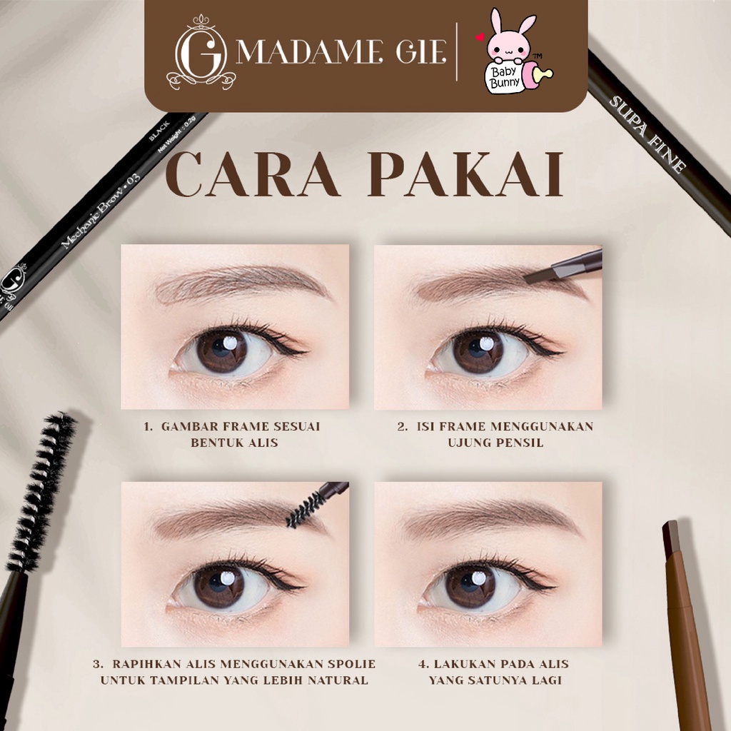 ❤ BELIA ❤ MADAME GIE Supa Fine Mechanic Brow | Pensil Alis Matic | Matic Eyebrow | BPOM