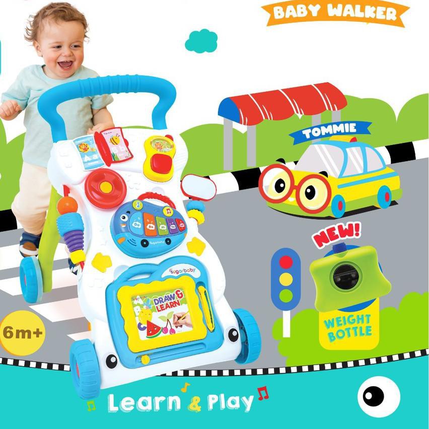 Sugar Baby Mini Car Baby Push Walker With Weight Bottles / Alat Belajar Jalan Bayi Dengan Pemberat