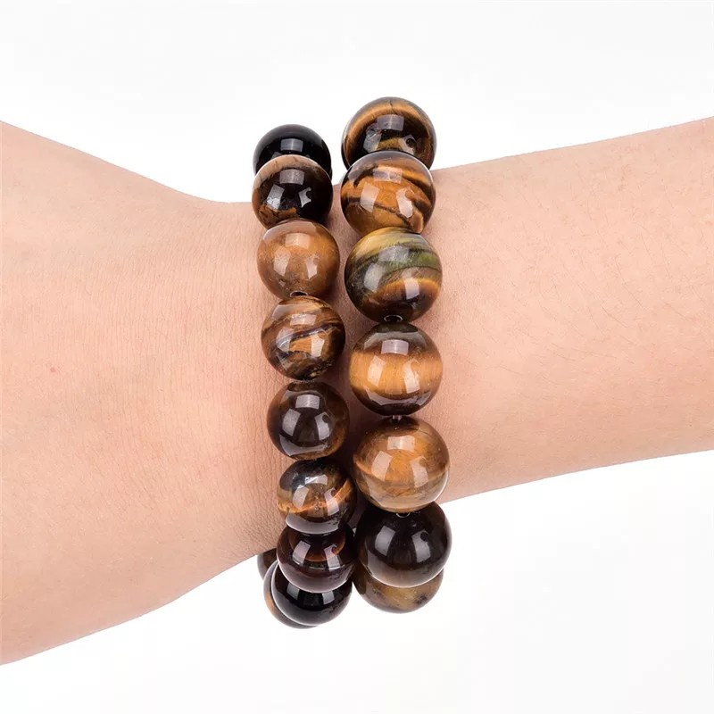 GELANG BATU NATURAL TIGER EYE ELASTIS BIDURI SEPAH UNTUK PRIA WANITA