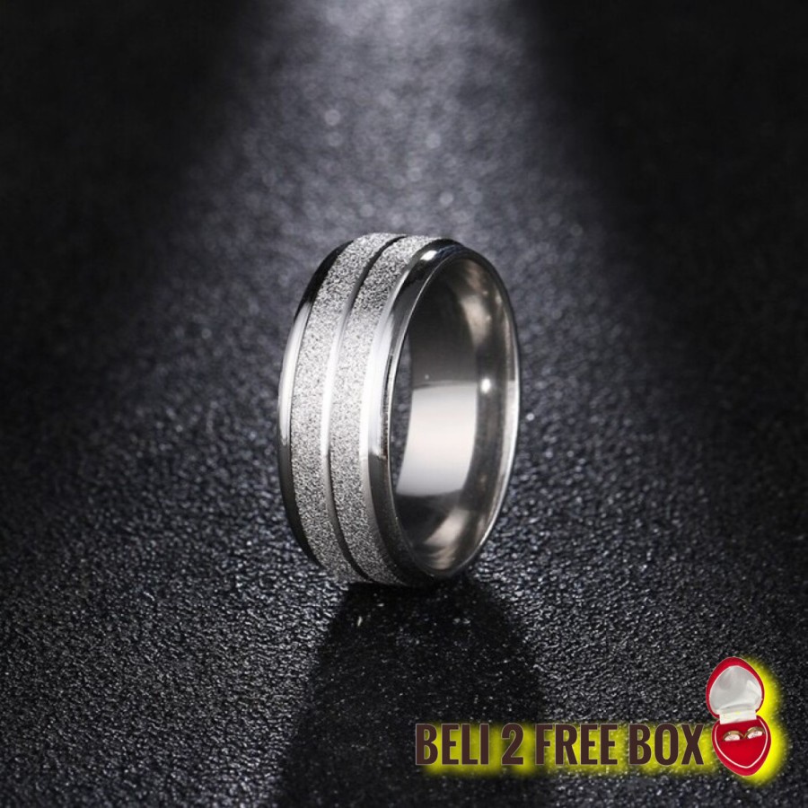 Cincin Couple Titanium Silver (Cincin Tunangan, Cincin Couple Pasir Emas Putih)