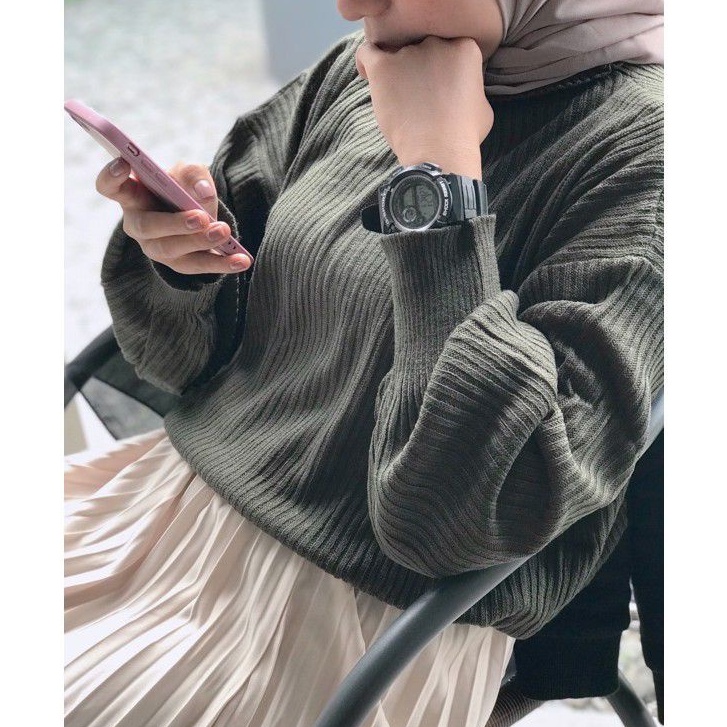 ARUMI BAYONETA SWEATER TURTLENECK OUTER WEAR TANGAN BALON- Atasan rajut Wanita Oversize tangan balon