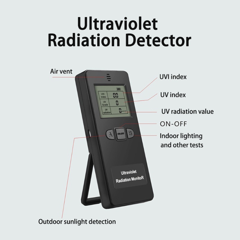 Kiss Alat Pendeteksi Radiasi Ultraviolet Digital UVI Meter Dosimeter Tester Counter