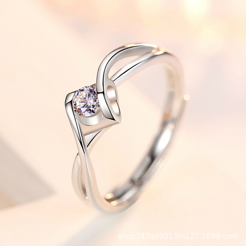 Cincin Model Terbuka Bahan Cubic Zirconia AAA Anti Pudar Hypoallergenic Untuk Wanita R-22023