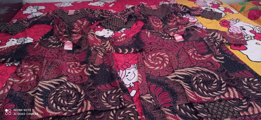 Couple Jessy Puser Merah Terbaru • Kerah Jas Berbusa • Sarimbit Batik • Couple Keluarga •