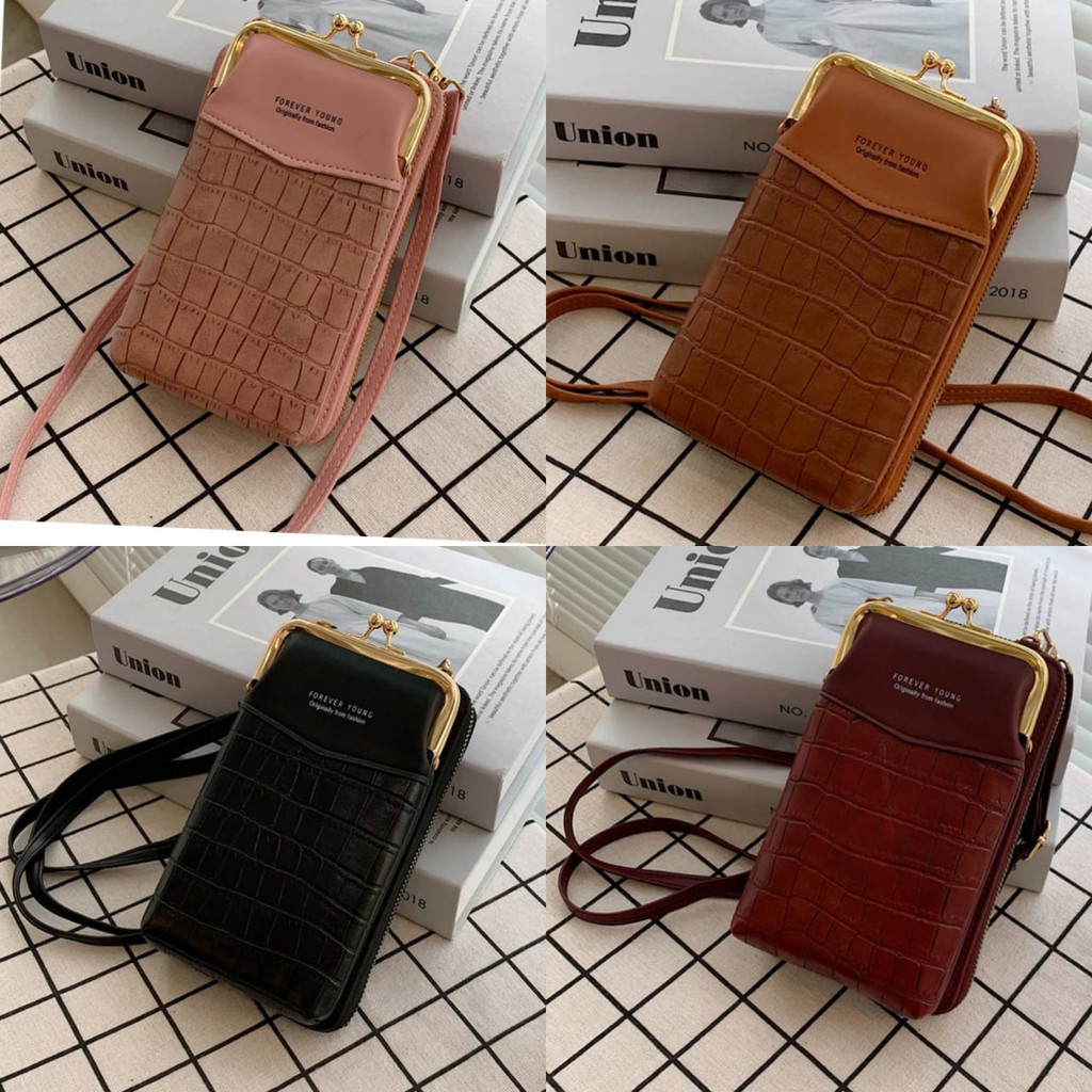 DOMPET HP SELEMPANG WANITA PREMIUM PESTA KULIT CROCO IMPORT OLDHAM UANG BATAM SLING BAG KOREA REMAJA