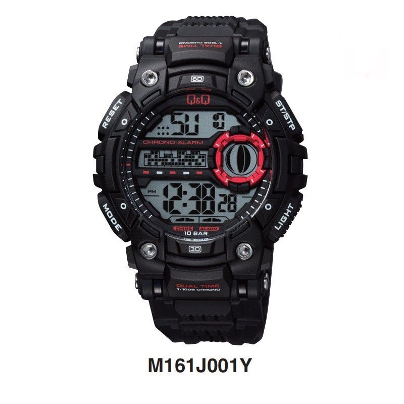 Jam Tangan pria Q&amp;Q QnQ QQ M161 M161J M161 HITAM ORIGINAL DIGITAL WATCH TALI KARET