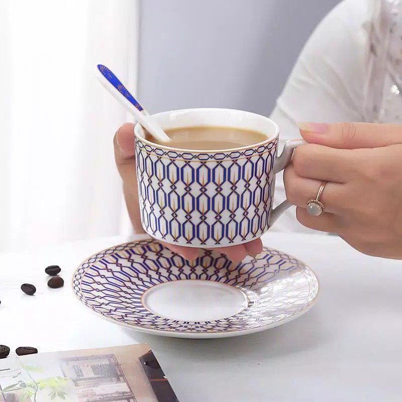 Gelas Cup Kopi Motif Eropa Style - 220ml