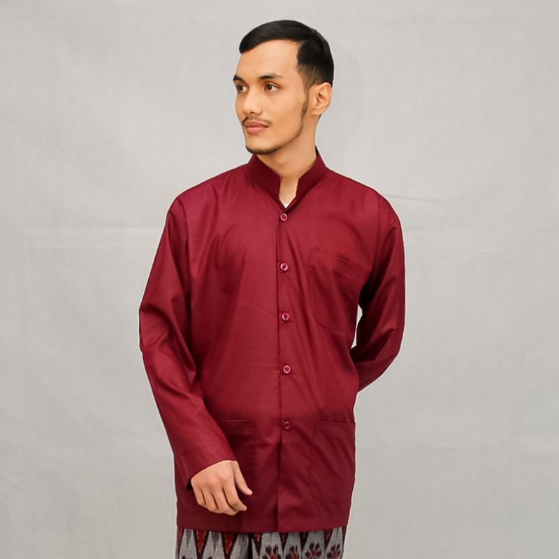 BAJU KOKO HAIBAH  DALWA  Lengan Panjang | Koko Dalwa Original | Ready XXL & XXXL-Merah Maroon